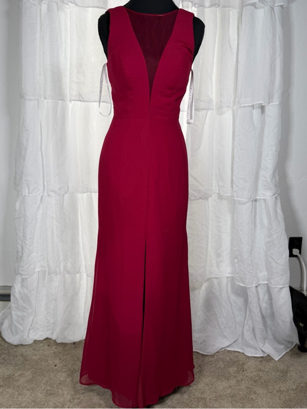 Azazie Burgundy Floor-Length Sleeveless Maxi Dress
